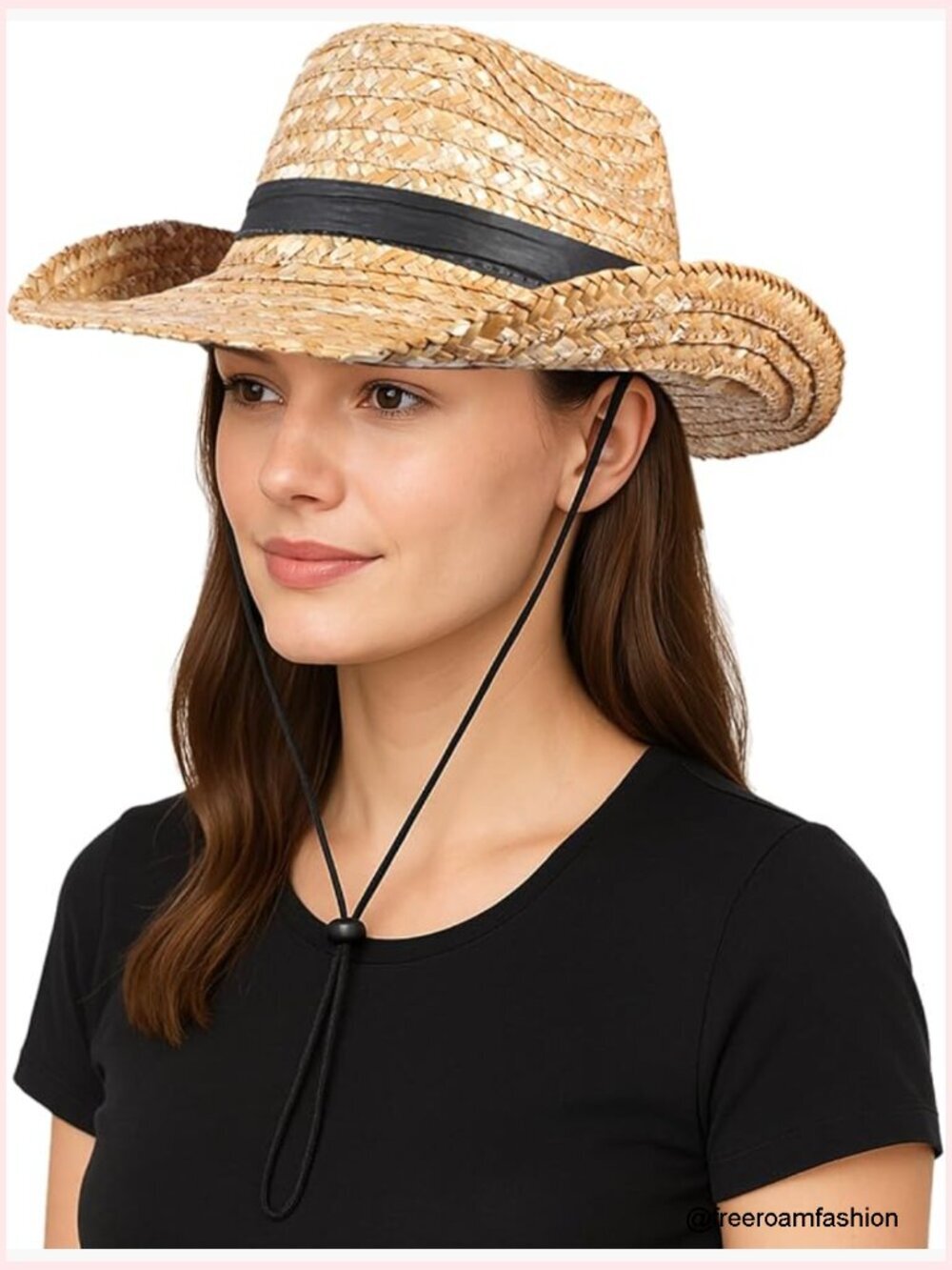Straw Cowboy Hat with Short Brim – Western Sun Hat, Lightweight & Breathable,